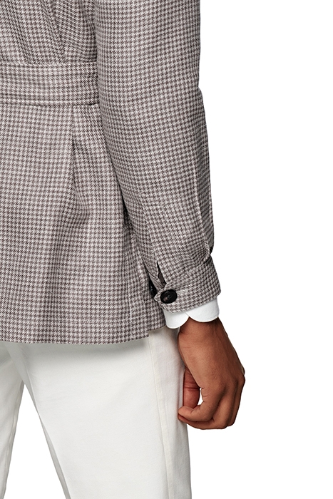 TAUPE HOUNDSTOOTH BELTED SAFARI JACKET 7