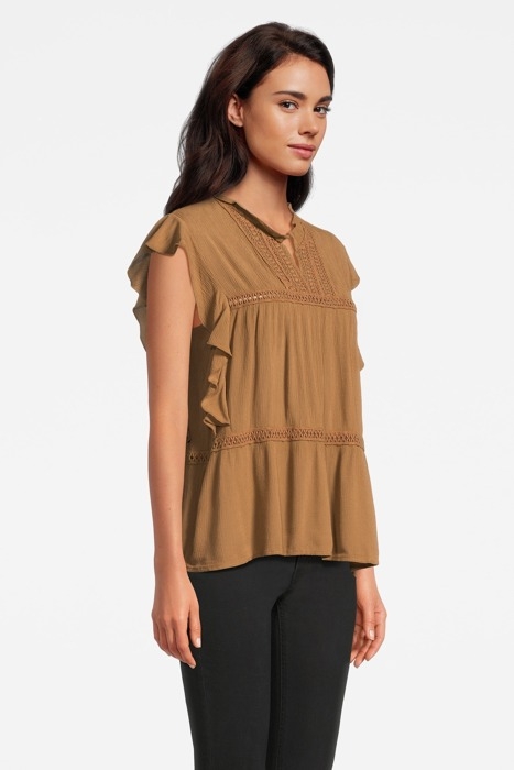 TOP WITH RUFFLES S/S TABACCO 4