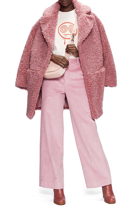 KAYYTI FAUX FUR COCOON COAT WITH WIDE COLLAR PINK 2