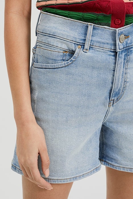 LADIES HIGH RISE DENIM SHORT WITH STRETCH LIGHT BLUE 4