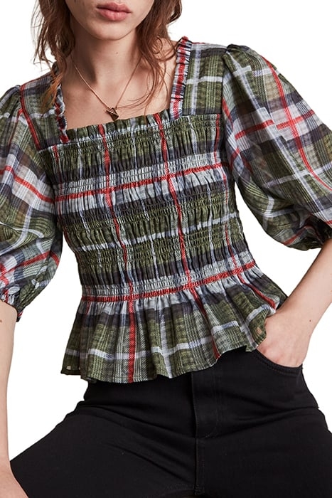 LIA CHECK TOP KHAKI GREEN 5