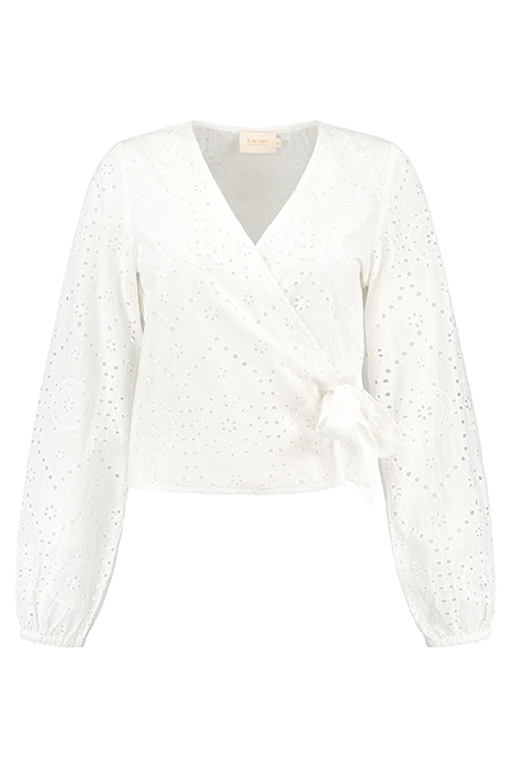 LADIES CAPRI WRAP TOP BRODERIE ANGLAISE BRIGHT WHITE 4
