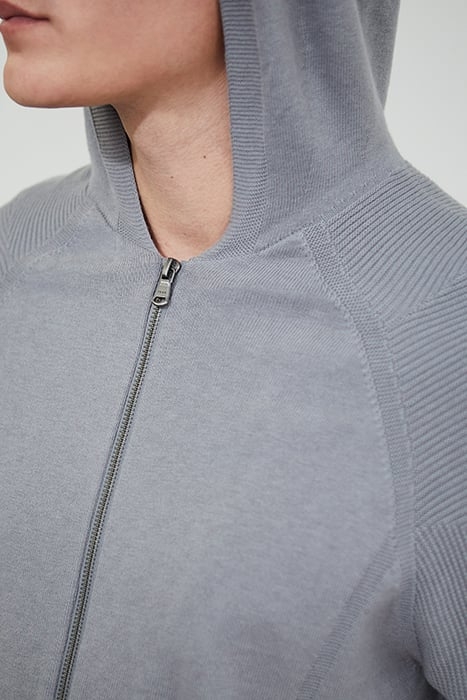 GREY MARL 3D KNIT HOODED CARDIGAN 5