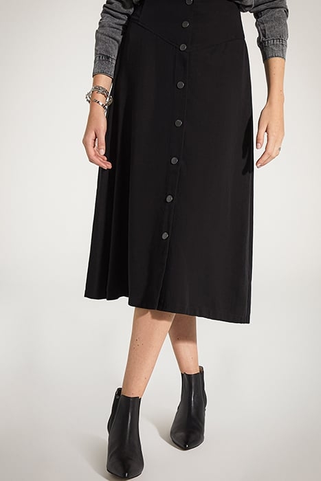 BLACK TENCEL AND LINEN BUTTONED-FRONT MIDI SKIRT 4