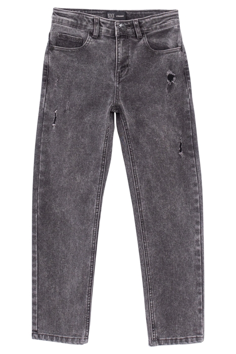 BOYS’ MEDIUM GREY RELAXED JEANS WITH PLACED WORN PATCHES MED 1