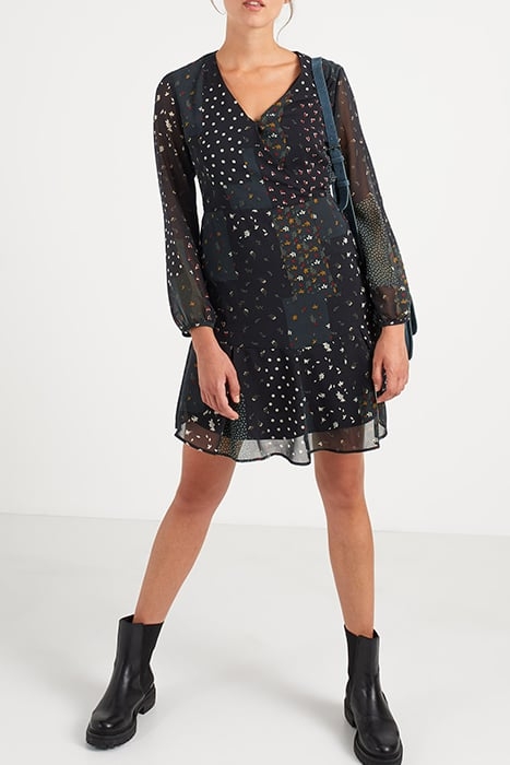 BLACK PATCHWORK PRINT DRESS 1