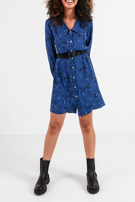 ELECTRIC BLUE ANIMAL PRINT SHIRT DRESS 1