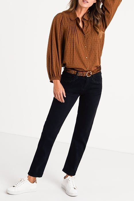 BLACK BOYFIT JEANS WITH EMBROIDERED POCKETS 1