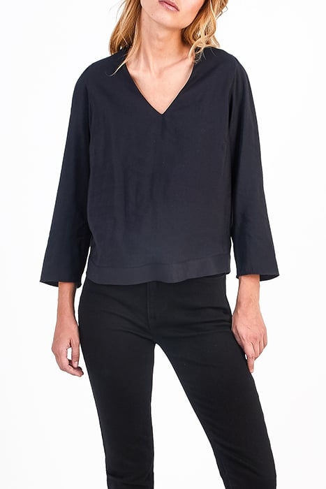 BLACK BLOUSE WITH LACE BAND ON BACK 1