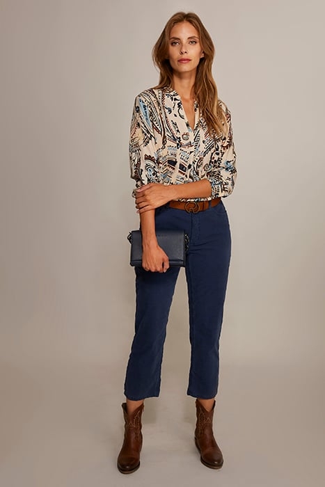 VNECK SHIRT FRONTPLEAT LS MULTI 4