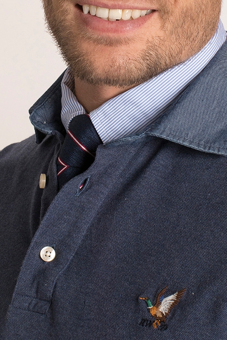 LUX DENIM CLR CF LS PIQ BLUE 5