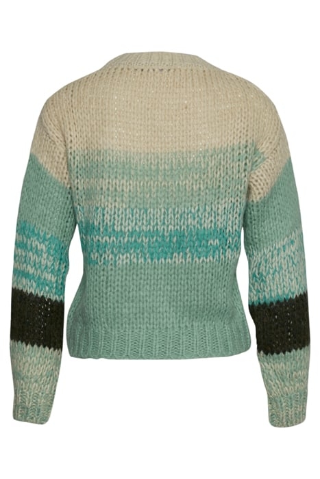 CREW NCK STRIPED LOOSE SWT LS GREEN 4