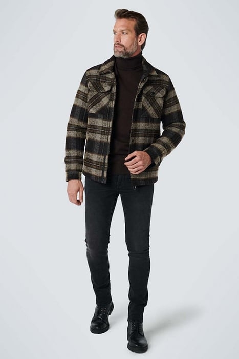 JACKET SHORT FIT KNITTED CHECK WITH WOOL BLACK 4