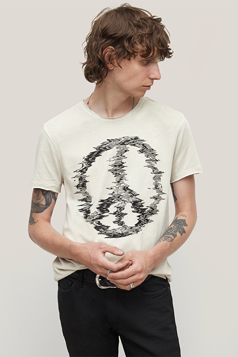 SS RAW EDGE TEE - DISTORTED PEACE FOSSIL GREY 2