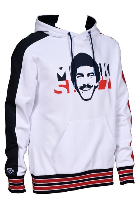 M MS HOODED SWEAT WHITE NAVY RED 8