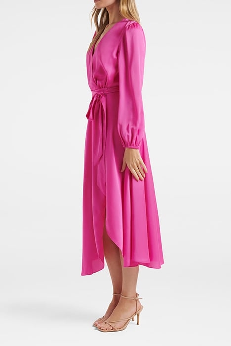 MARILYN SATIN WRAP MIDI DRESS VALLEY PINK 3