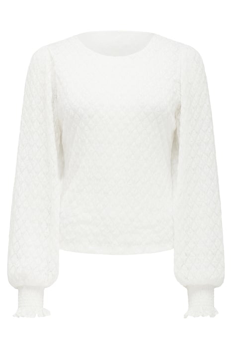 TYESHA LACE SHIRRED CUFF TOP PORCELAIN 6