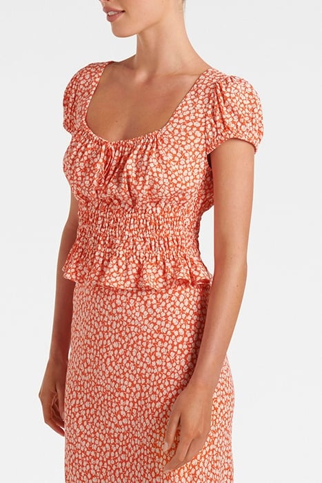 CECILIA WAISTED CAP SLEEVE TOP MEMPHIS DITSY 4