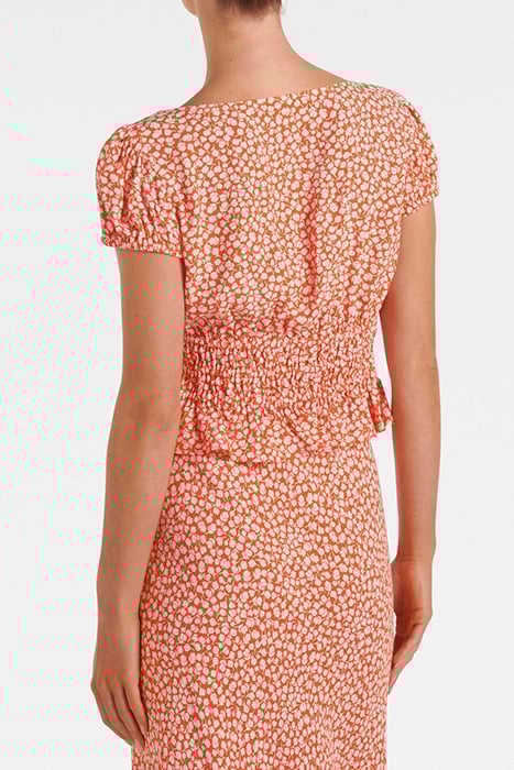 CECILIA WAISTED CAP SLEEVE TOP MEMPHIS DITSY 2