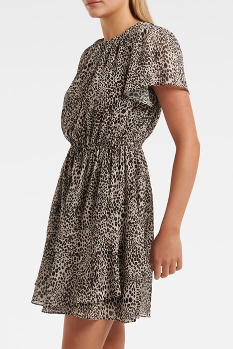 NAHLA FLUTTER SLEEVE MINI SEPIA LEOPARD 4