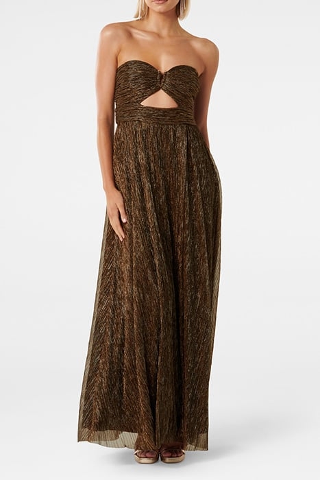 ANDY STRAPLESS PLISSE MAXI DRESS BRONZE 1