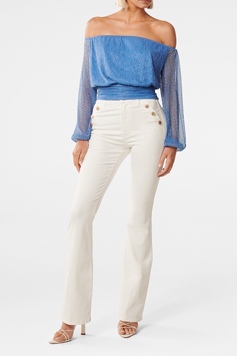 KEISHA PLISSE BARDOT TOP BLUE 3