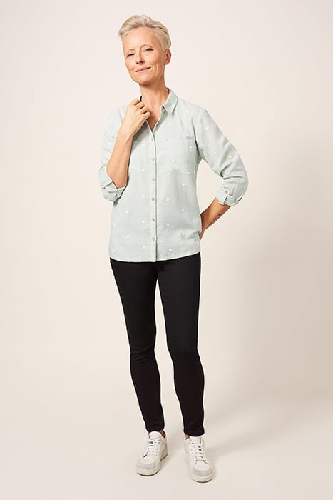 EMILIA ORGANIC COTTON SHIRT GREEN MLT 3