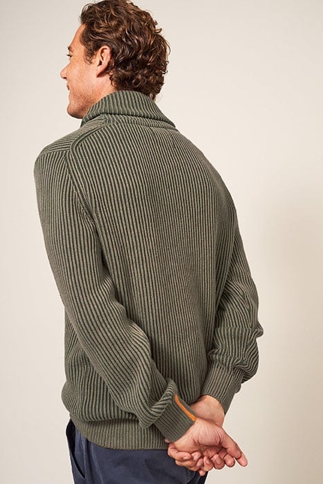 SHAWL NECK RIB JUMPER DARK GREEN 2