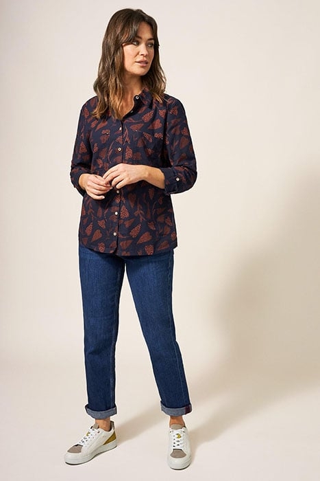 EMILIA ORGANIC COTTON SHIRT NAVY PRINT 2