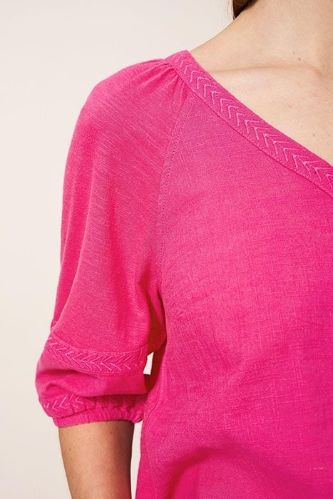 PHOEBE JERSEY MIX TOP BRIGHT PINK 3