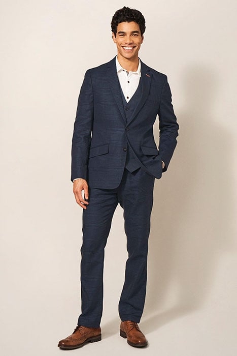 HARRISON CHECK WAISTCOAT DEEP BLUE 3