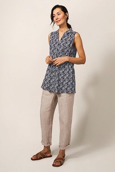 EMBER LONGLINE SHIRT NAVY PRINT 2