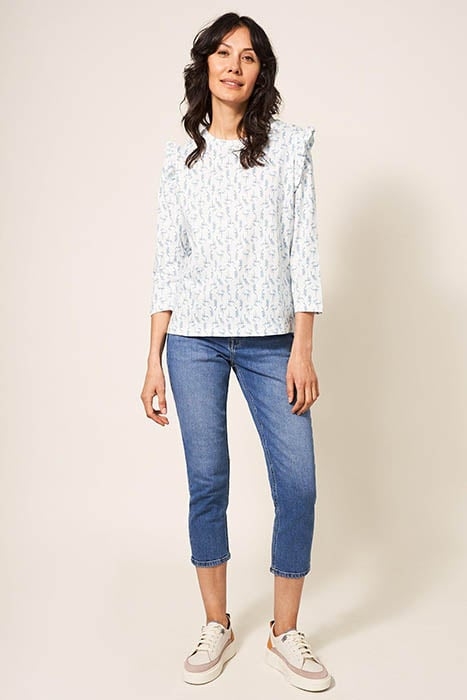 RUFFLE TEE IVORY PRINT 1