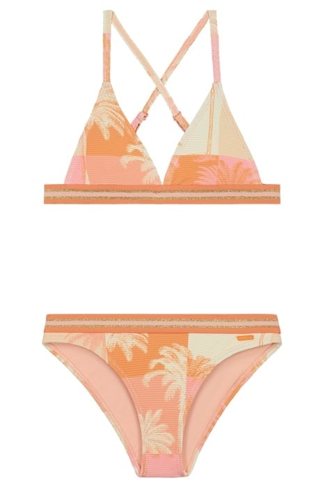 GIRLS LUNA BIKINI SET BLOCK PALM ICED STRAWBERRY PINK 1