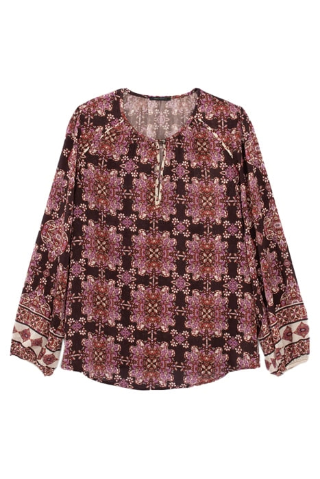 PURPLE BOHO PRINT VOILE BLOUSE 5