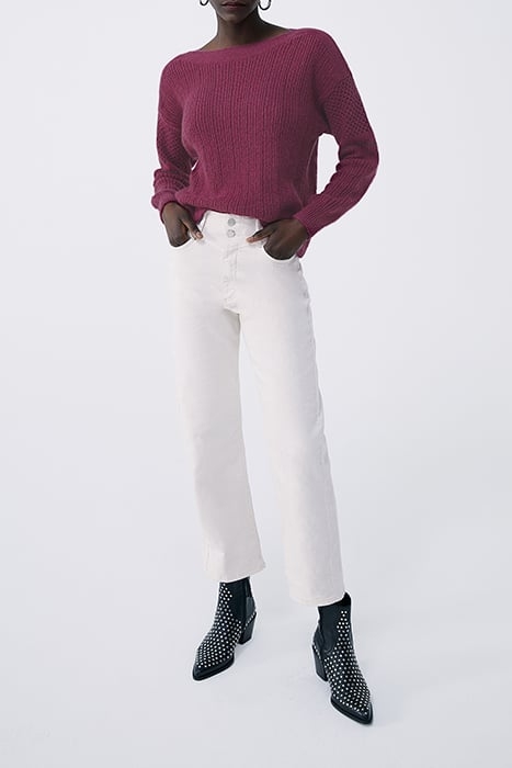 PURPLE KNIT SWEATER WITH STITCH DETAIL AND CHAINS 3