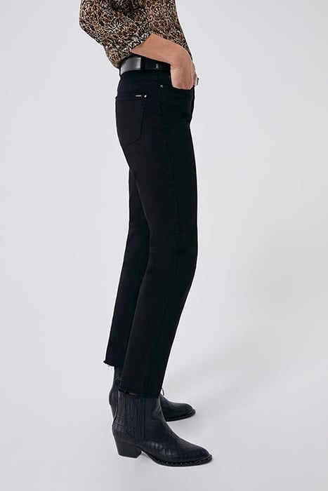 BLACK RECYCLED COTTON HIGH-WAIST STRAIGHT JEANS 5