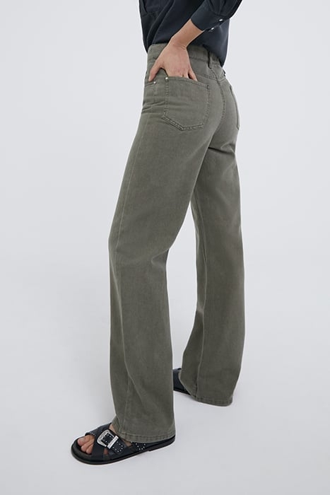 KHAKI HIGH-WAIST WIDE-LEG JEANS 4