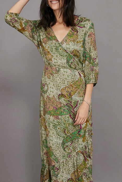 ECRU PAISLEY PRINT ASYMMETRIC LONG DRESS 4