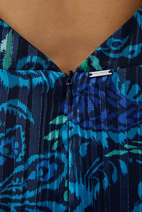 NAVY PSYCHEDELIC FLORAL PRINT VISCOSE LONG DRESS 5