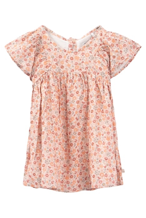 BABY GIRLS’ PEACH MICRO-FLOWER PRINT LENZING™ ECOVERO™ DRESS 1
