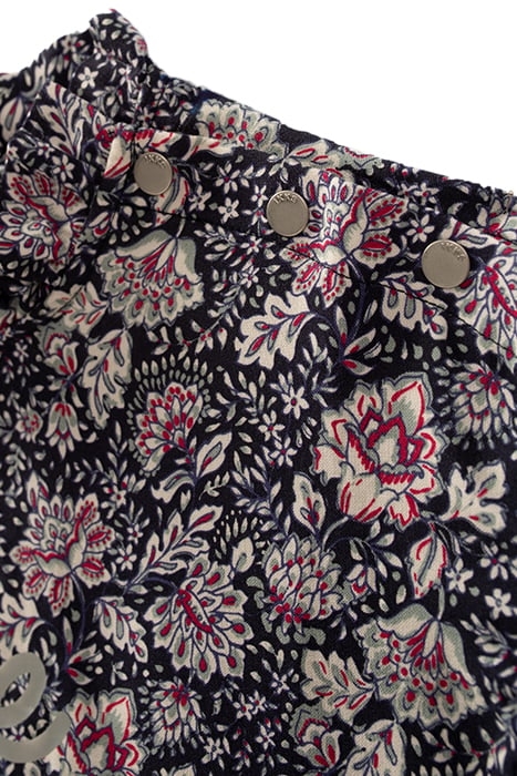 GIRLS’ NAVY FLOWER PRINT LENZING™ ECOVERO™ VISCOSE RUFFLED T 6