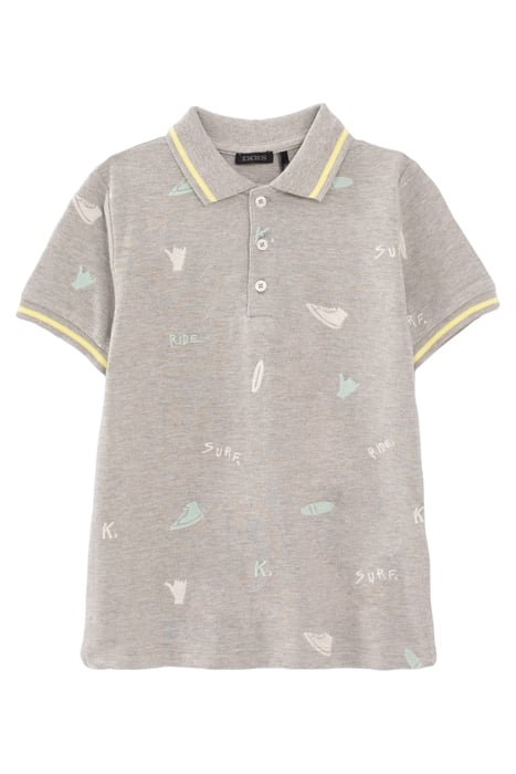 BOYS’ GREY MARL ALL-OVER EMBROIDERY POLO SHIRT 1