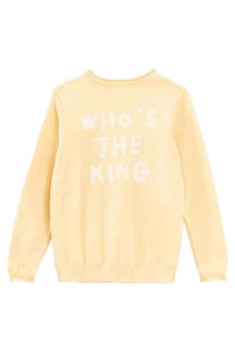 BOYS’ YELLOW KNIT SWEATER WITH JACQUARD SLOGAN ON BACK 2