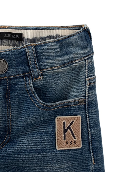 BOYS’ BLUE PATCHWORK-LOOK SKINNY JEANS 7