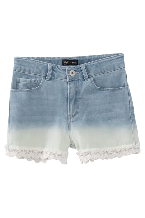 GIRLS’ LACE-EDGED DEEP-DYE LOOK ORGANIC DENIM SHORTS 1