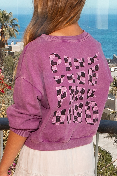 GIRLS’ VIOLET CHECKERBOARD SLOGAN SWEATSHIRT 5