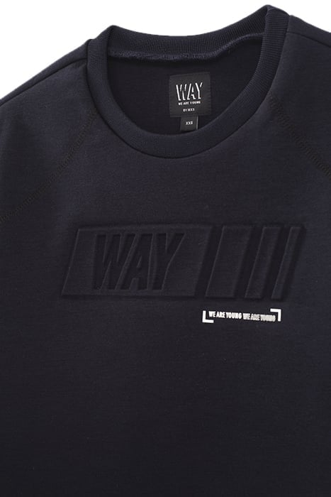 NAVY SWEATSHIRT WITH EMBOSSED SLOGAN 3