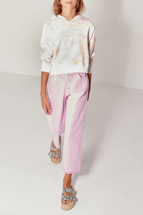 GIRLS’ VIOLET WIDE JEANS WITH FRINGED CUFFS 1