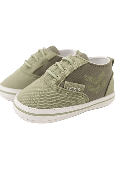 BABY BOYS' KHAKI MIXED-FABRIC CANVAS TRAINERS 2